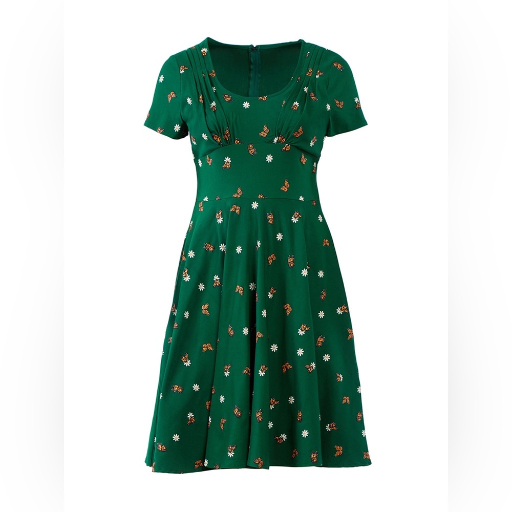 Unique Vintage Green Floral Dress